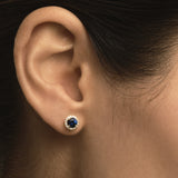 Sapphire and Diamond Halo Earrings