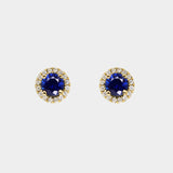 Sapphire and Diamond Halo Earrings